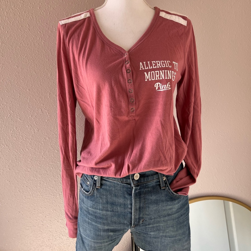 3/$30 PINK henley sleep-shirt | Size M